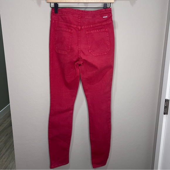 Mother Jeans The Tie Patch Looker Red Skinny Slim Fruit Punch Pants Holiday - Picture 2 of 16